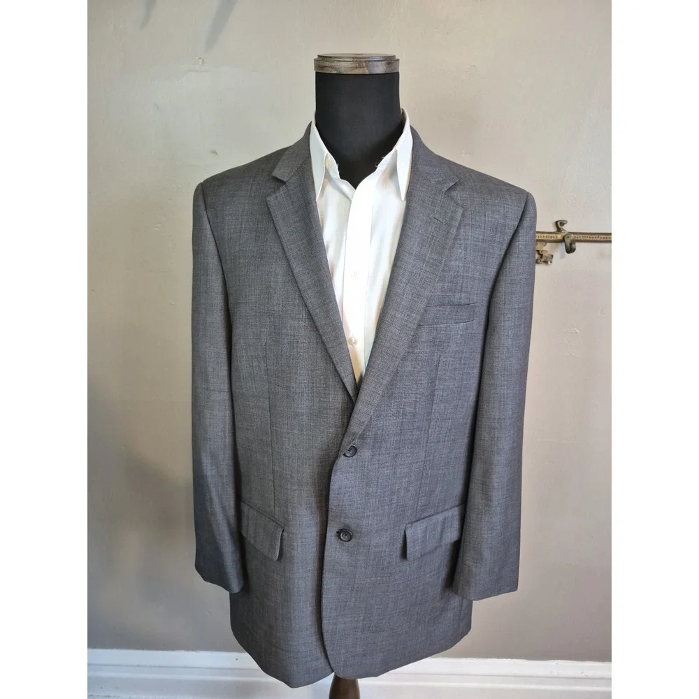 Joseph & Feiss Mens Sports Coat 44L Gray Wool 2 Button Blazer Jacket